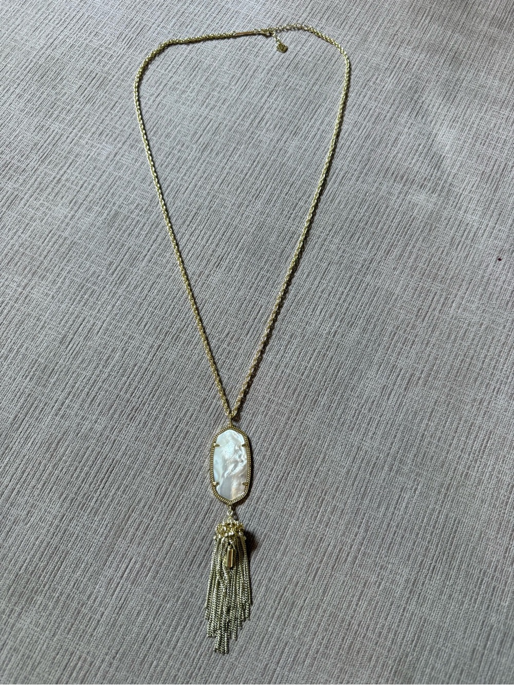 Kendra Scott Gold Necklace with Mother-of-Pearl Pendant and Tassel